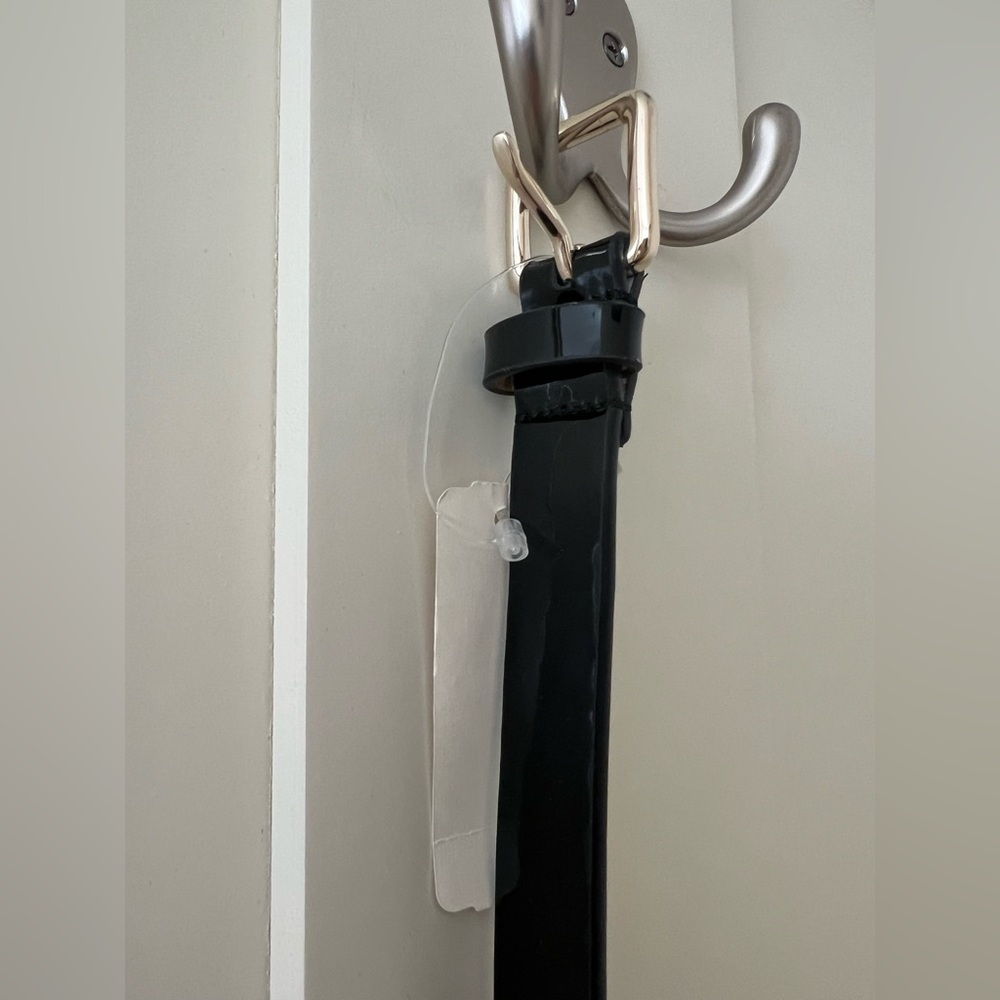Talbots Patent Leather Black Belt with Gold Accents
